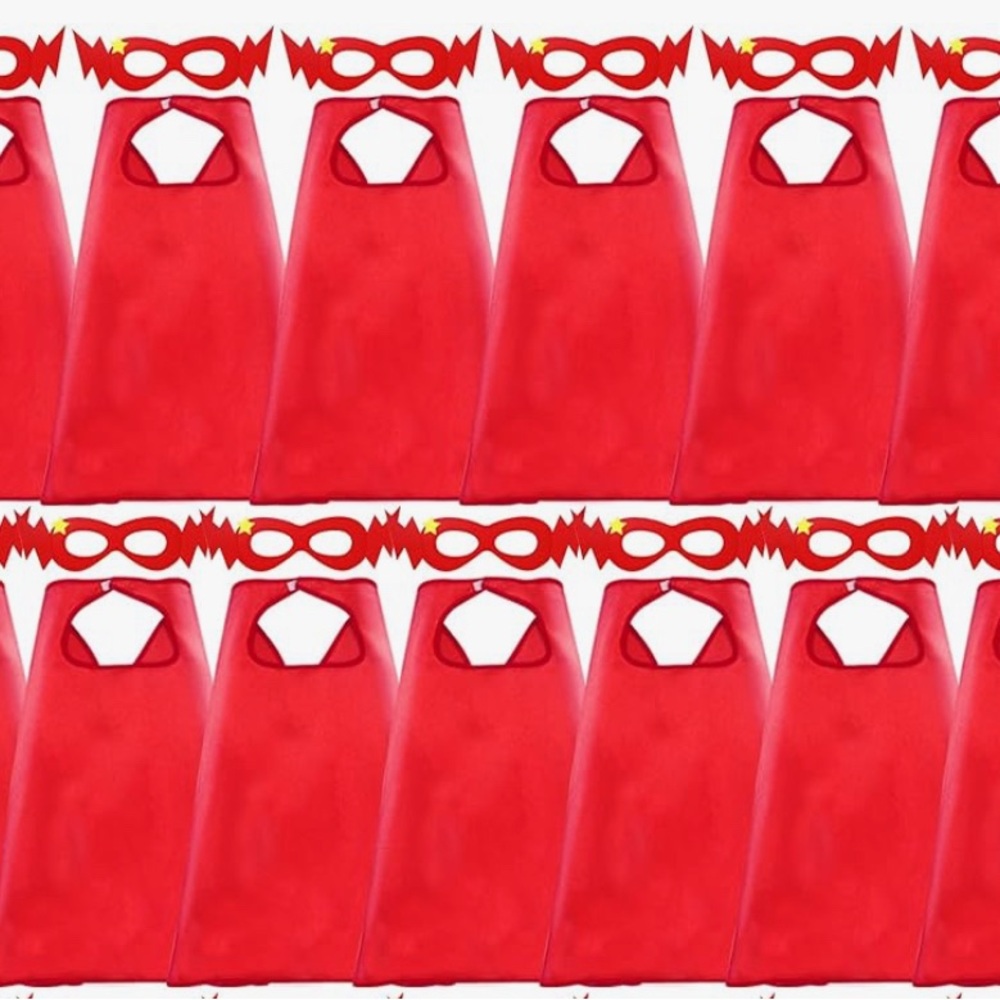 Red Superhero Cape and Mask - set of 5